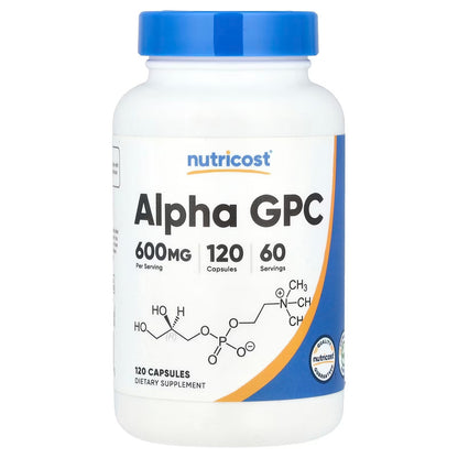 Nutricost Alpha GPC 600mg – 120 Vegetarian Capsules, 300mg Per Capsule, Gluten-Free & GMO-Free