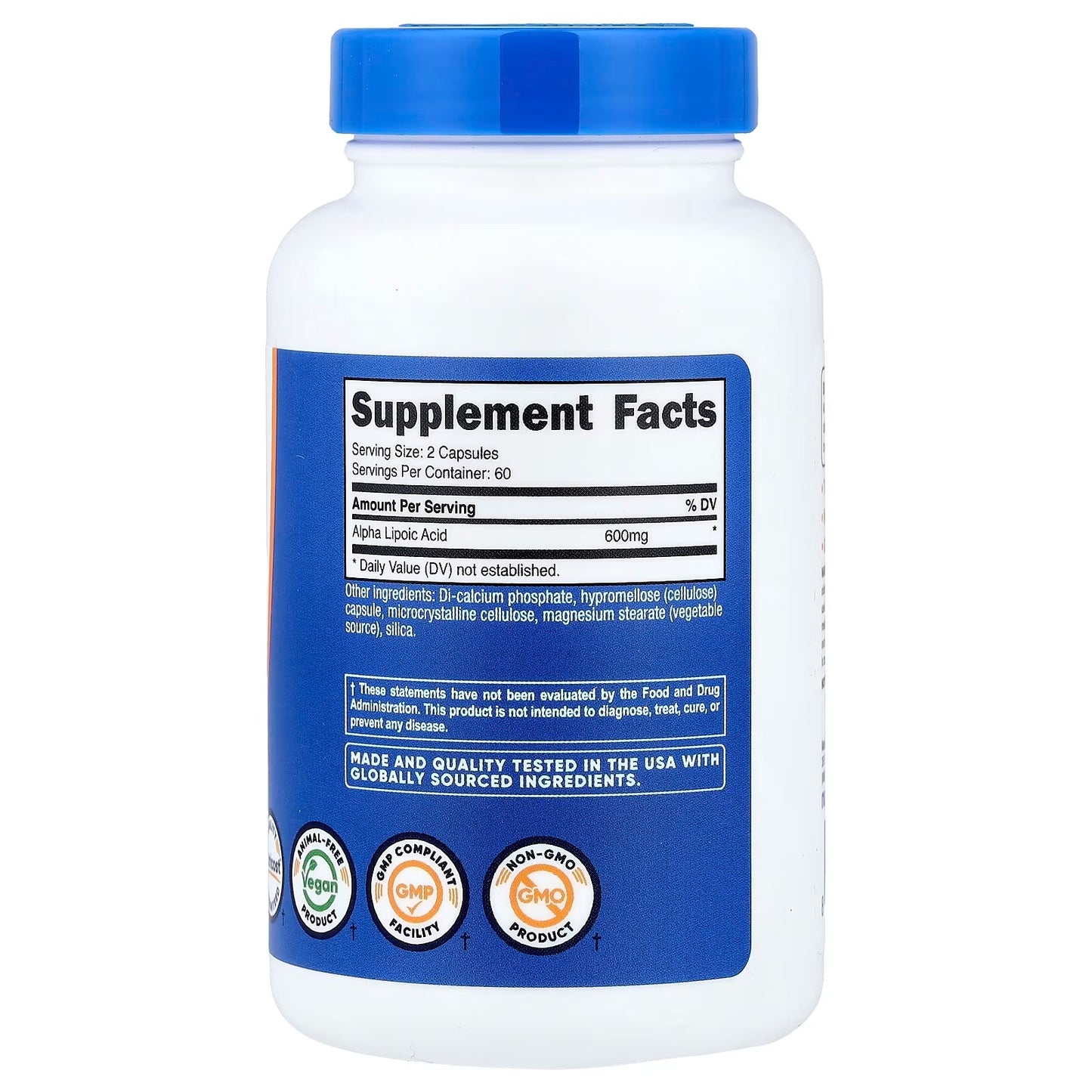Nutricost Alpha Lipoic Acid 600mg – 120 Plant-Based Capsules, 60 Servings, GMO-Free Antioxidant Supplement