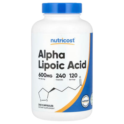 Nutricost Alpha Lipoic Acid 600mg – 240 Vegetarian Capsules, Gluten-Free, Soy-Free & GMO-Free