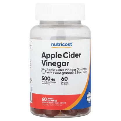 Nutricost Apple Cider Vinegar Gummies 500mg – 60 Apple Flavored Gummies, Gluten-Free & Non-GMO