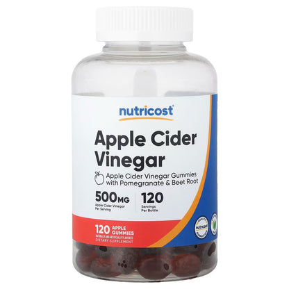 Nutricost Apple Cider Vinegar Gummies 500mg – 120 Apple-Flavored Gummies, ACV Supplement