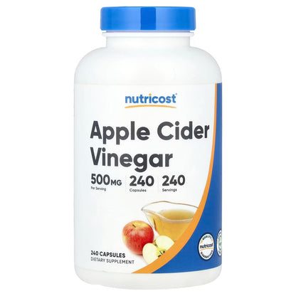 Nutricost Apple Cider Vinegar 500mg – 240 Vegetarian Capsules, Natural ACV Supplement