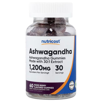 Nutricost Ashwagandha Extract Gummies – Mixed Berry, 60 Vegetarian Gummies, 30 Servings, Gluten-Free & GMO-Free