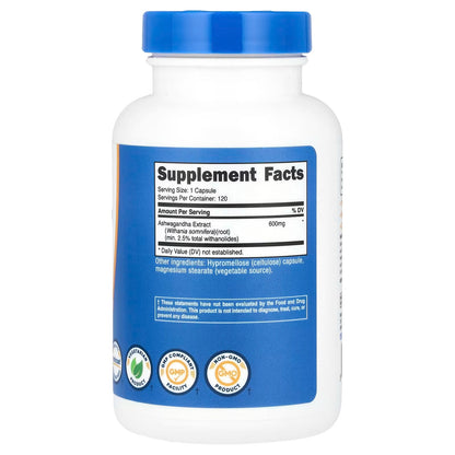 Nutricost Ashwagandha Root Extract 600mg – 120 Vegetarian Capsules, GMO-Free & Gluten-Free
