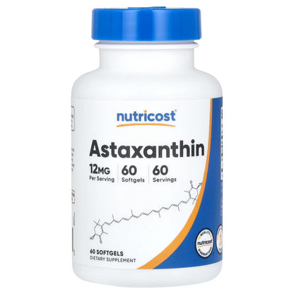 Nutricost Astaxanthin 12mg – 60 Softgels, 2-Month Supply, Gluten-Free & GMO-Free