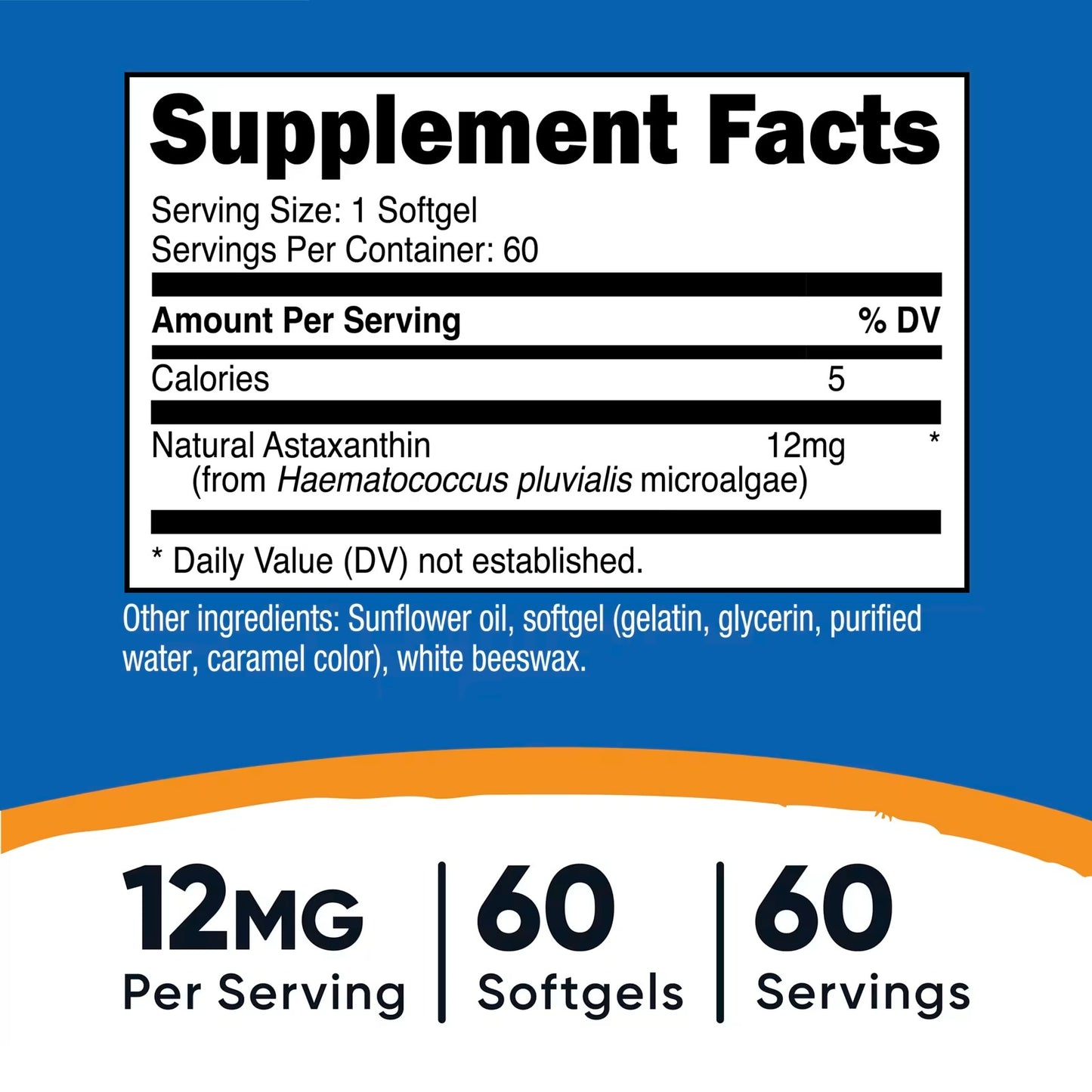 Nutricost Astaxanthin 12mg – 60 Softgels, 2-Month Supply, Gluten-Free & GMO-Free