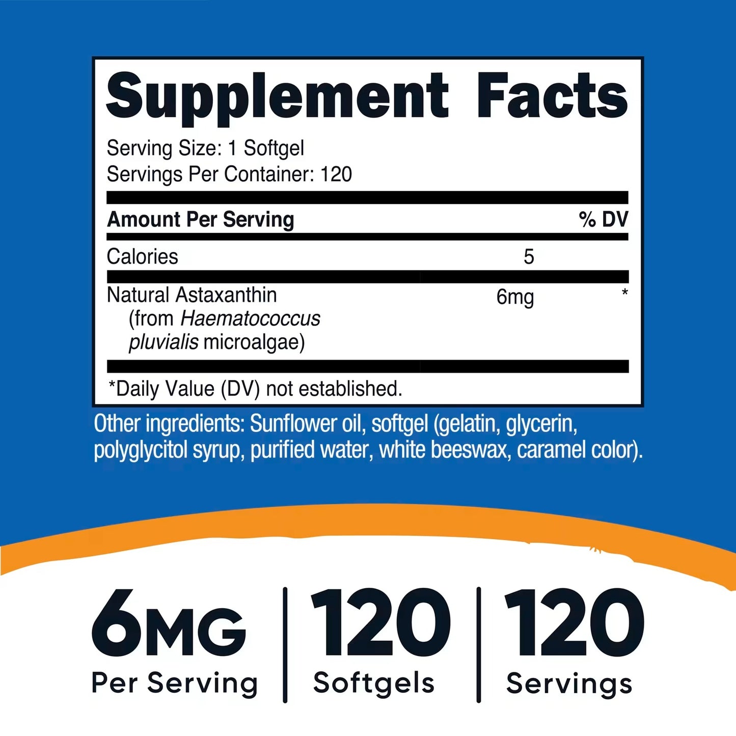 Nutricost Astaxanthin 6mg – 120 Softgels, 4-Month Supply, GMO-Free & Gluten-Free