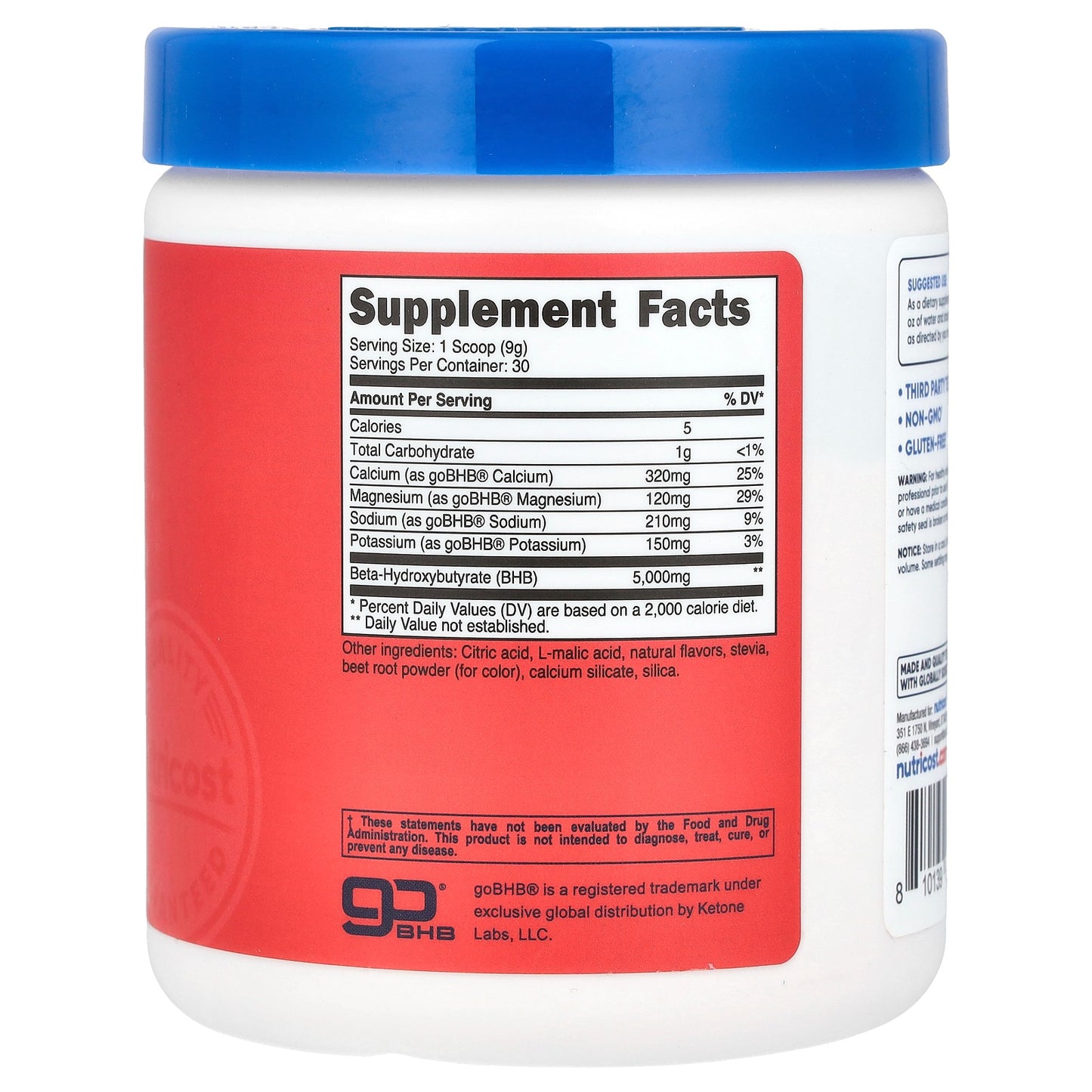 Nutricost BHB Salts Drink Mix – Fruit Punch, 5g BHB Per Serving, 30 Servings, Keto Supplement