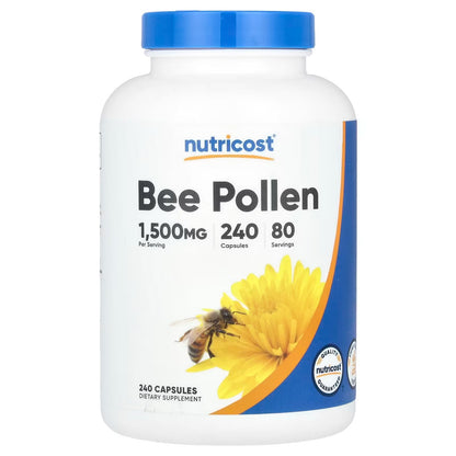 Nutricost Bee Pollen 1500mg – 240 Capsules, 80 Servings, Non-GMO & GMP Compliant Supplement