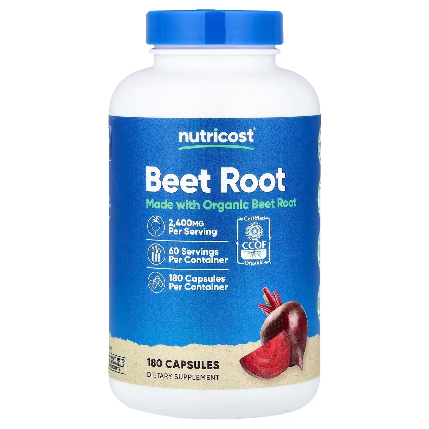 Nutricost Organic Beet Root 2400mg – 180 Capsules, 60 Servings, CCOF Certified Superfood