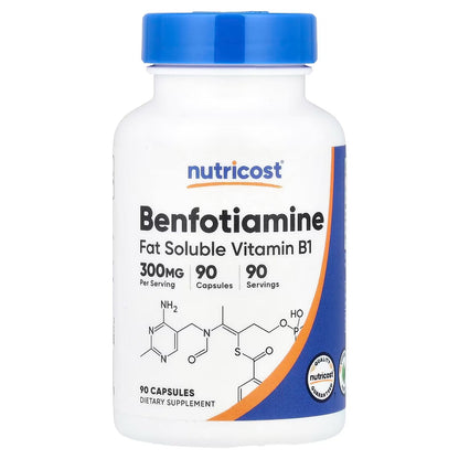 Nutricost Benfotiamine 300mg – 90 Vegetarian Capsules, Fat-Soluble Vitamin B1, GMO-Free & Gluten-Free
