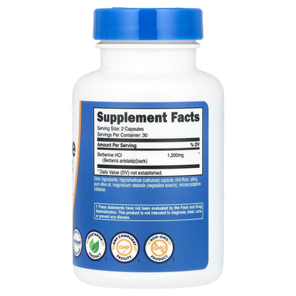 Nutricost Berberine HCl 600mg – 120 Capsules (2 Bottles) | Gluten-Free, Non-GMO Veggie Caps