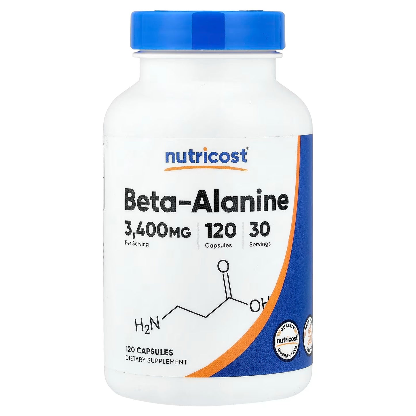 Nutricost Beta-Alanine 3400mg – 120 Capsules, 30 Servings, Gluten-Free Sports Supplement