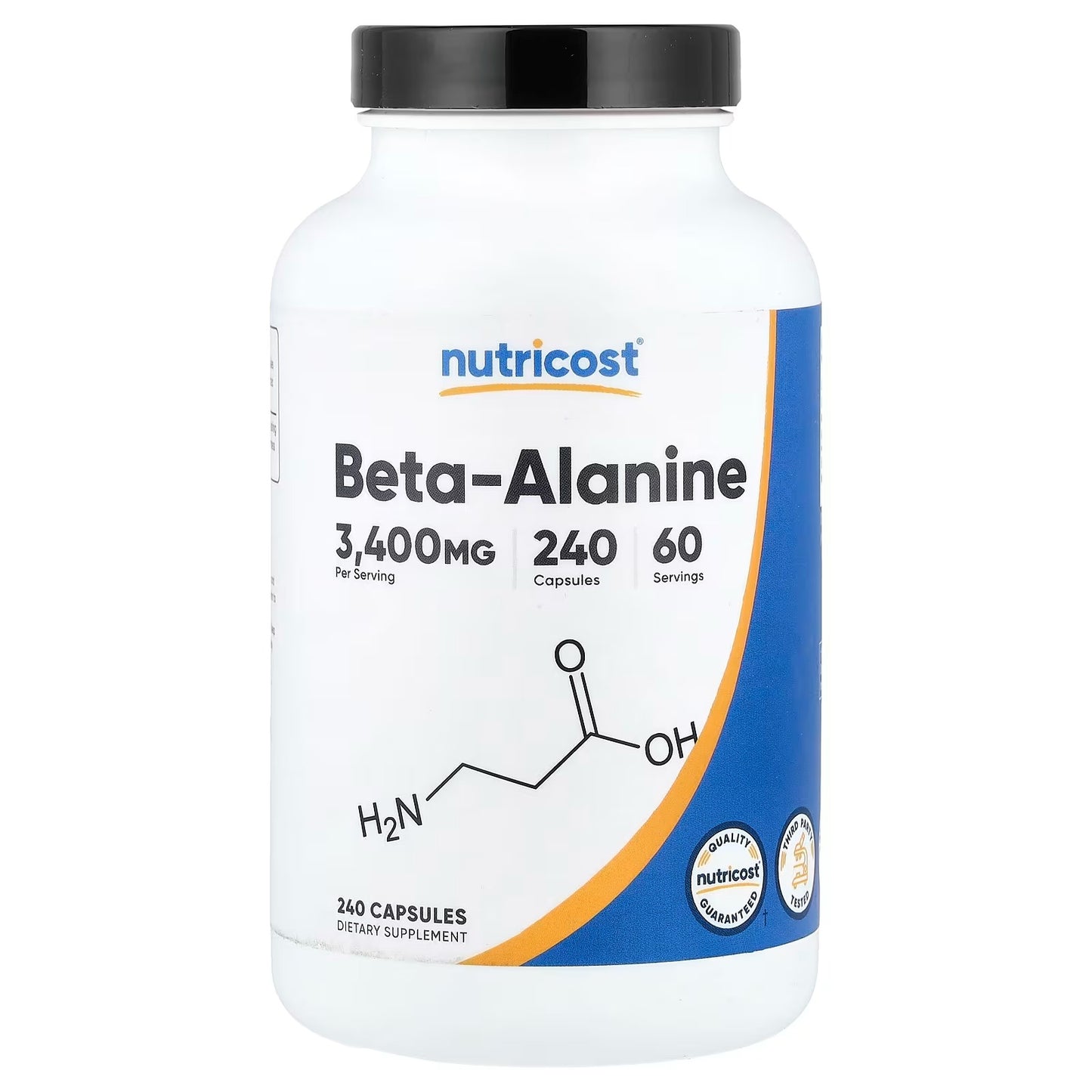 Nutricost Beta-Alanine 3400mg – 240 Capsules, 60 Servings, 850mg Per Capsule, Gluten-Free & GMO-Free