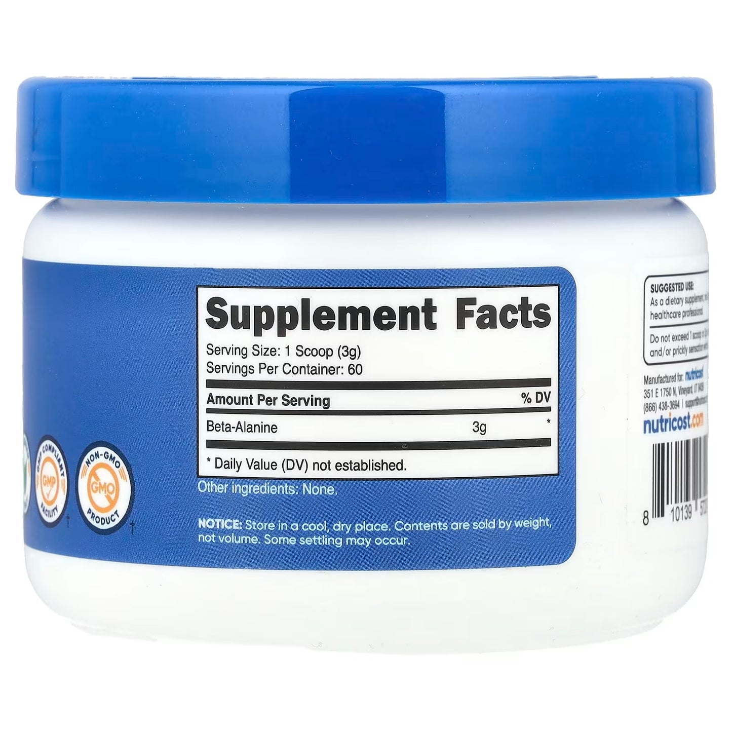 Nutricost Beta-Alanine 3400mg – 240 Capsules, 60 Servings, 850mg Per Capsule, Gluten-Free & GMO-Free