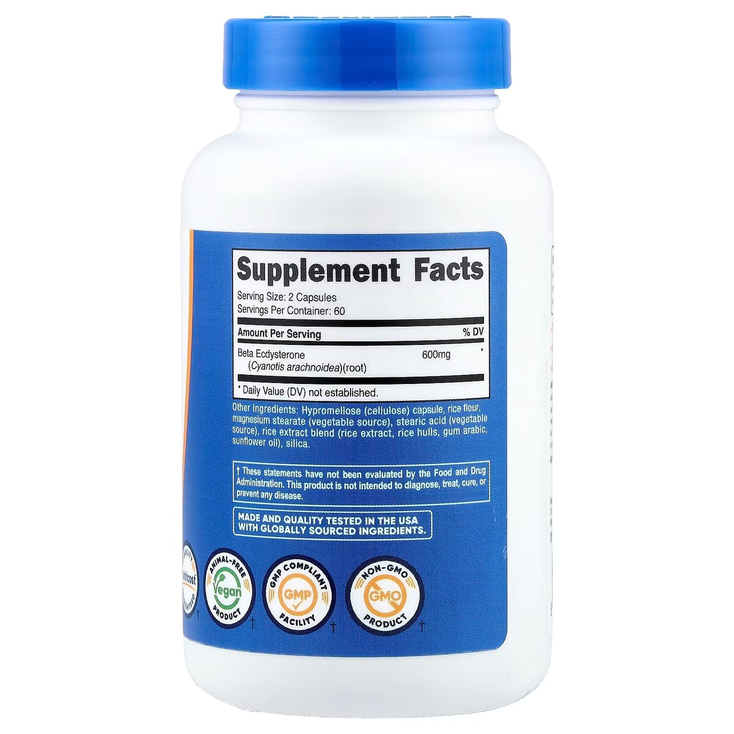 Nutricost Beta Ecdysterone 600mg – 120 Vegan Capsules, 60 Servings, Gluten-Free & GMO-Free