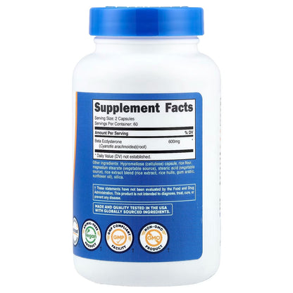 Nutricost Beta Ecdysterone 600mg – 120 Vegan Capsules, 60 Servings, Gluten-Free & GMO-Free