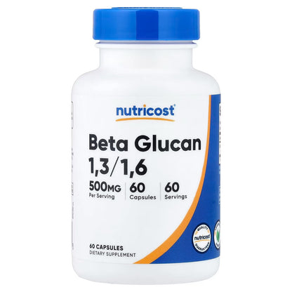 Nutricost Beta Glucan 500mg – 60 Vegetarian Capsules, 1,3/1,6 D-Glucan, Gluten-Free & GMO-Free