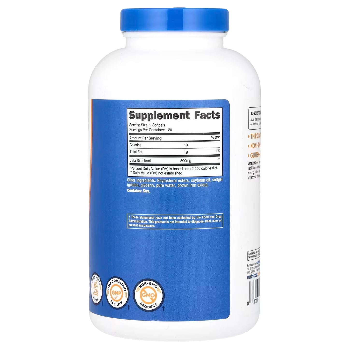 Nutricost Beta Sitosterol 500mg – 240 Softgels, 120 Servings, Gluten-Free & Non-GMO Supplement