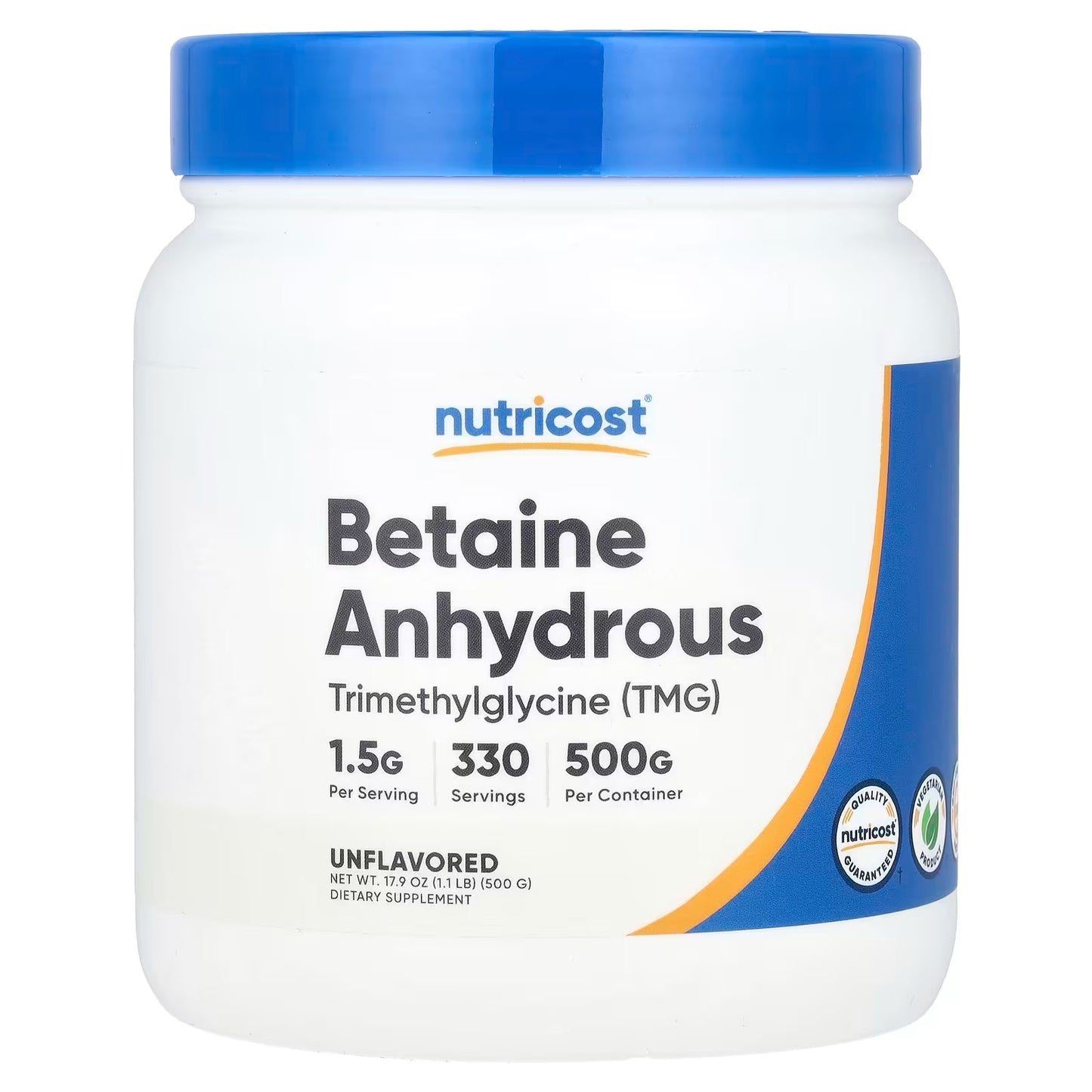 Nutricost Betaine Anhydrous (TMG) Powder 500g – Trimethylglycine Supplement, Pure Powder