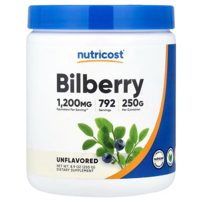 Nutricost Bilberry Powder 250g – Pure Bilberry Superfood, Gluten-Free & Non-GMO