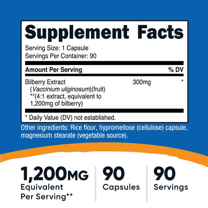 Nutricost Bilberry Extract – 90 Vegetarian Capsules, 90 Servings, Gluten-Free & GMO-Free