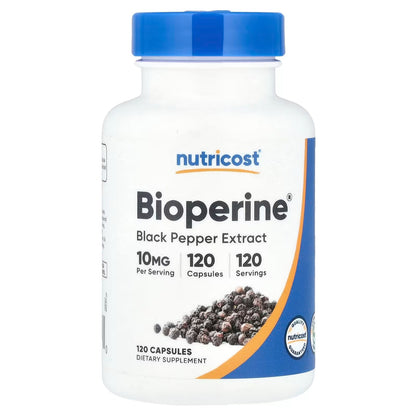 Nutricost BioPerine Black Pepper Extract 10mg – 120 Capsules, Black Pepper Supplement