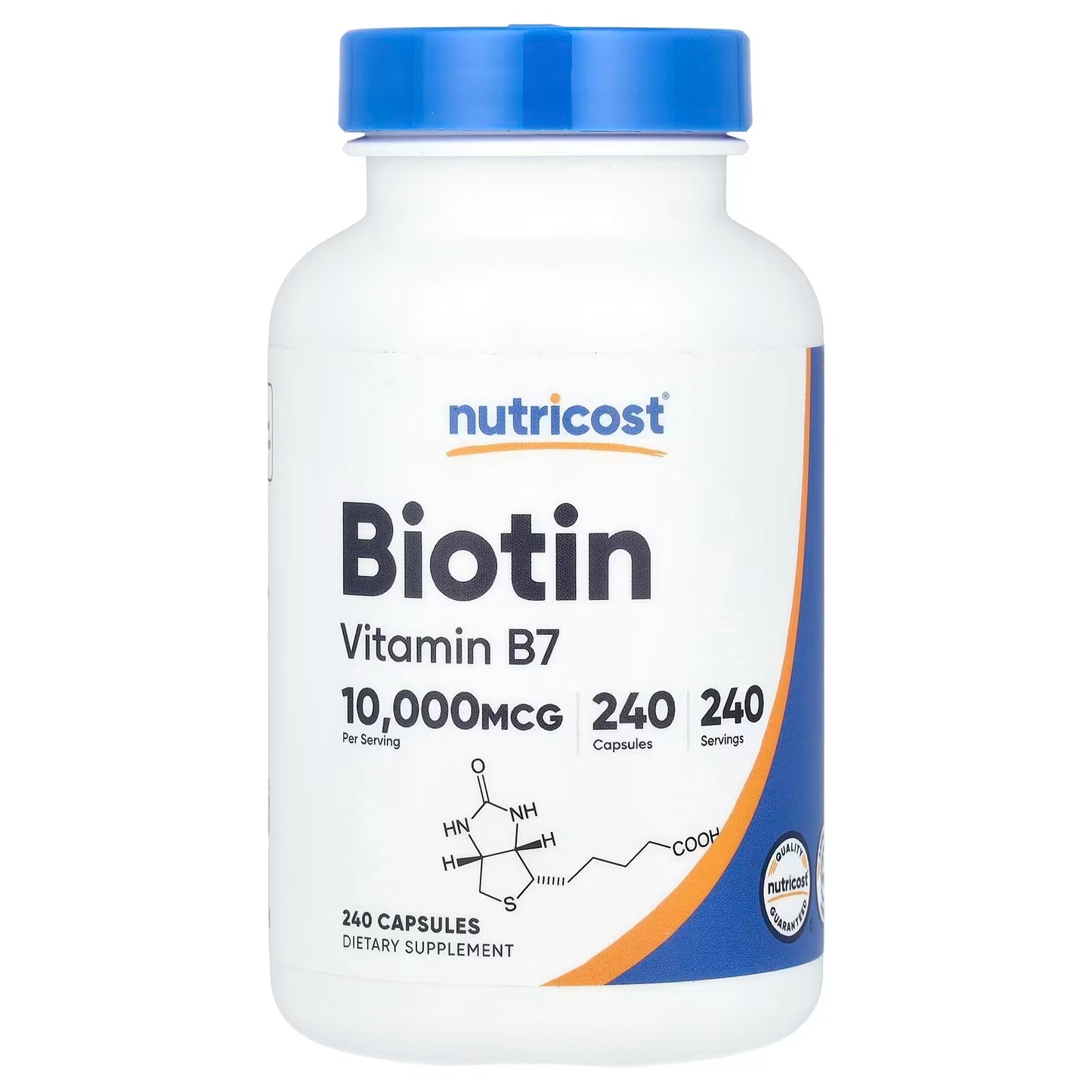 Nutricost Biotin 10,000mcg (10mg) – 240 Vegetarian Capsules, Quick Release, Gluten-Free & GMO-Free