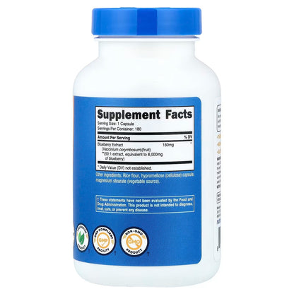 Nutricost Blueberry Extract – 180 Vegetarian Capsules, 180 Servings, Gluten-Free & GMO-Free