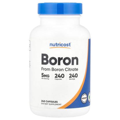 Nutricost Boron 5mg – 240 Vegetarian Capsules, Gluten-Free Mineral Supplement