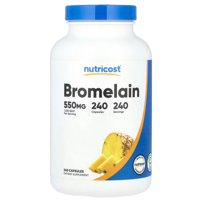 Nutricost Bromelain 550mg – 240 Vegan Capsules, GMO-Free Bromelain Enzyme Supplement