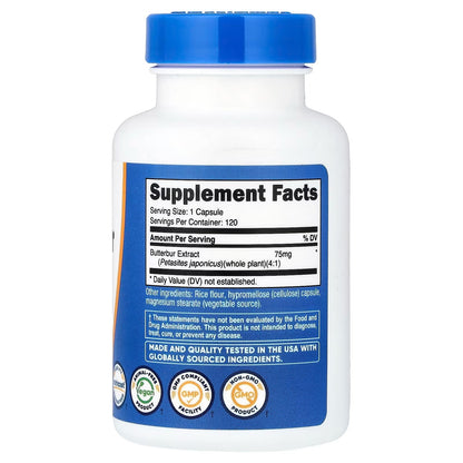 Nutricost Butterbur Extract 75mg – 120 Capsules, Gluten-Free Herbal Supplement