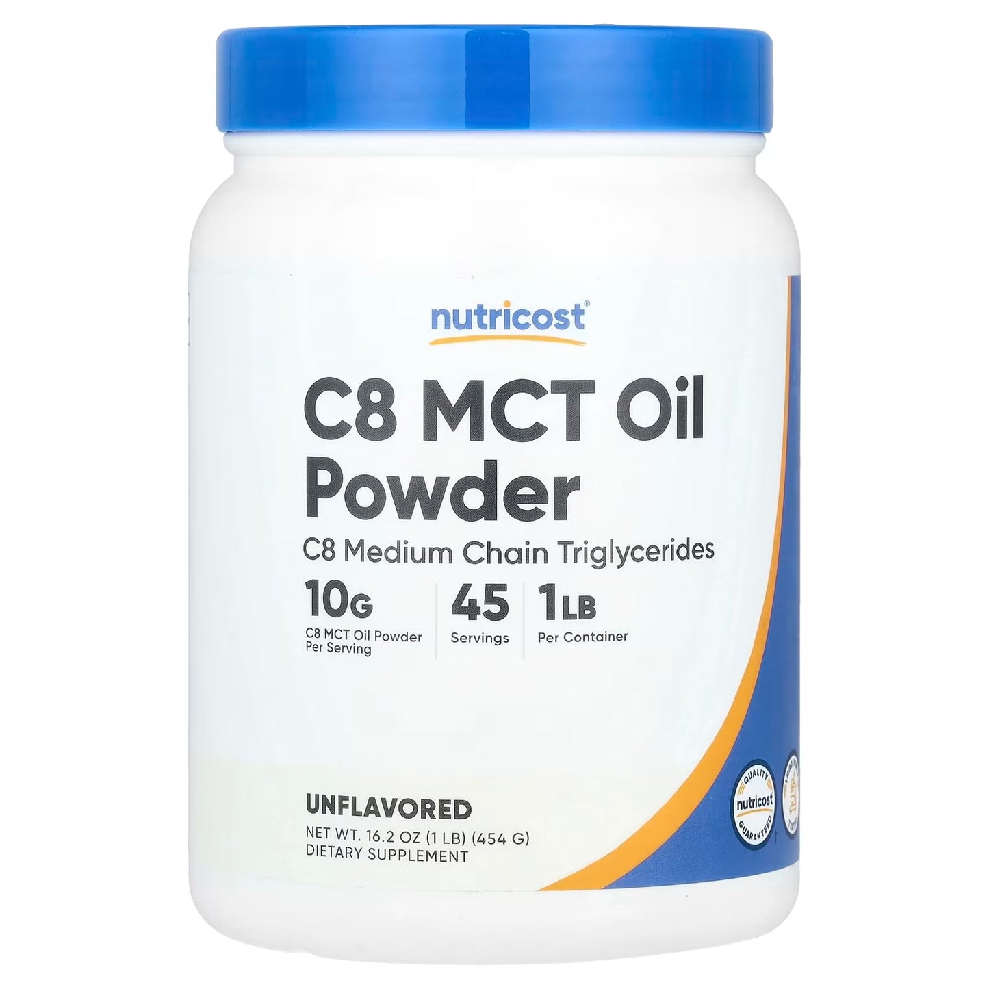 Nutricost C8 MCT Oil Powder 1 lb (16.2oz) – 95% C8 MCT, Premium Keto & Energy Supplement