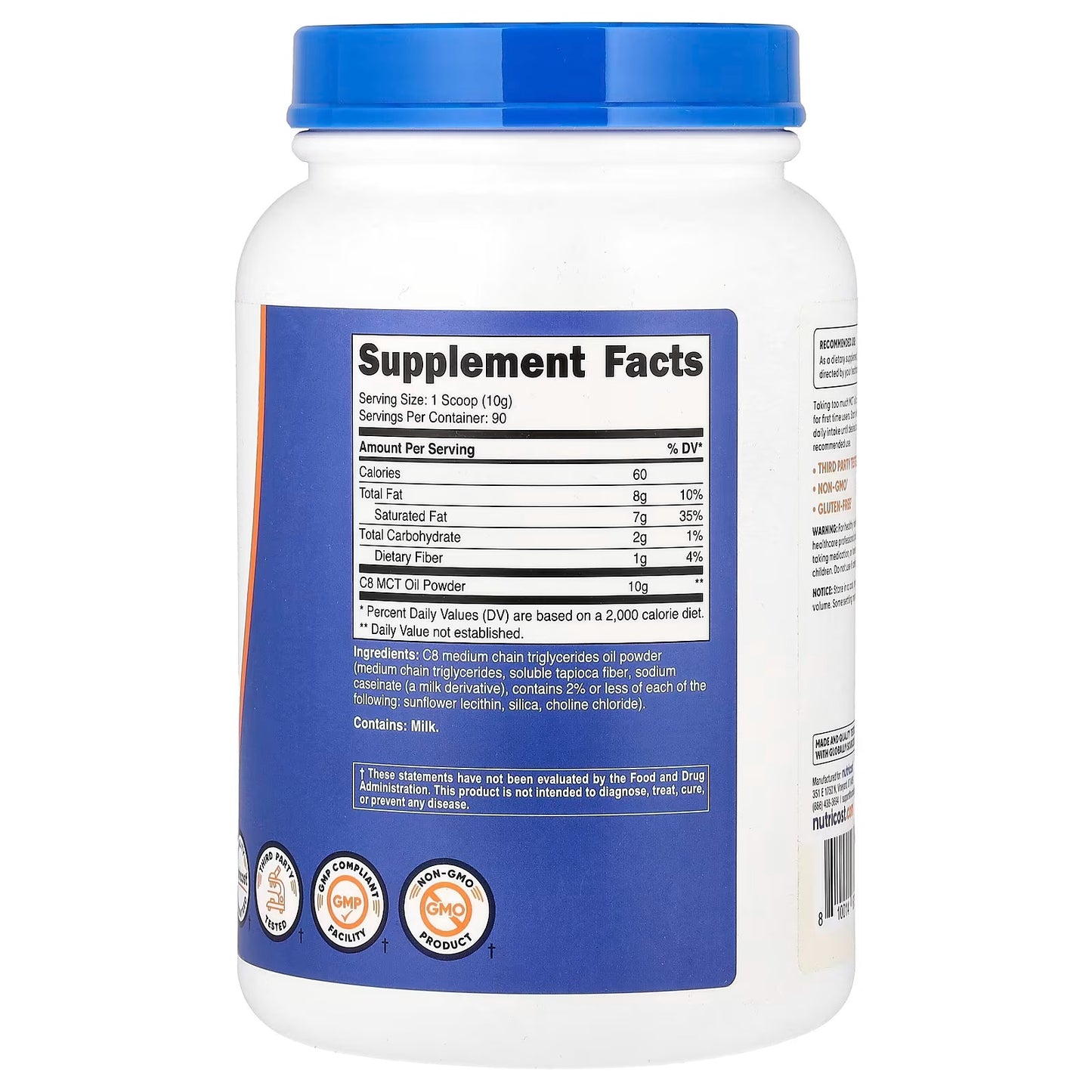 Nutricost C8 MCT Oil Powder 8oz – 95% C8 MCT, 23 Servings, Keto & Energy Supplement