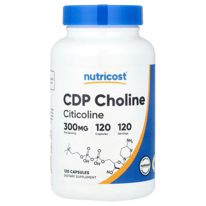 Nutricost CDP Choline (Citicoline) 300mg – 120 Vegetarian Capsules, GMO-Free & Gluten-Free