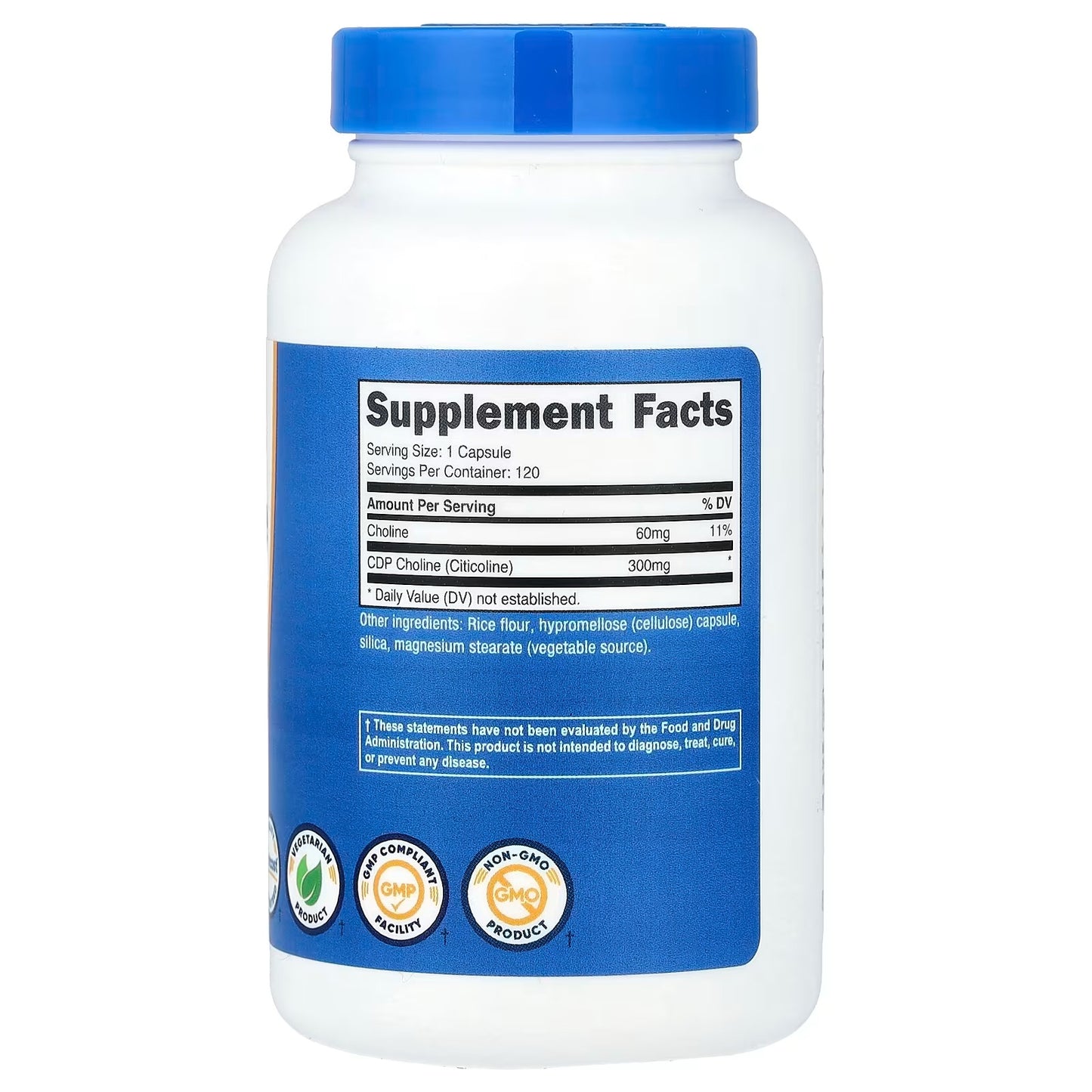 Nutricost CDP Choline (Citicoline) 300mg – 120 Vegetarian Capsules, GMO-Free & Gluten-Free