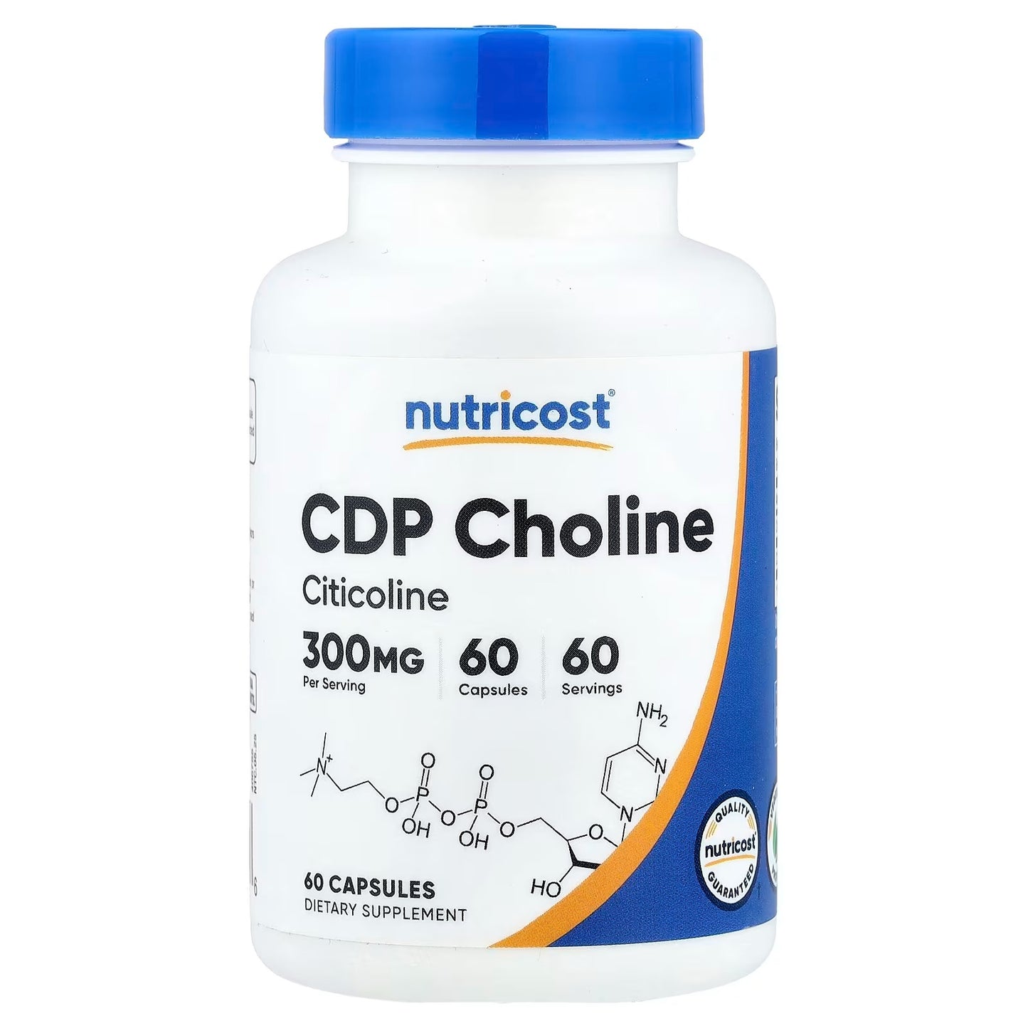 Nutricost CDP Choline 300mg (Citicoline) – 60 Vegetarian Capsules, Gluten-Free & Non-GMO