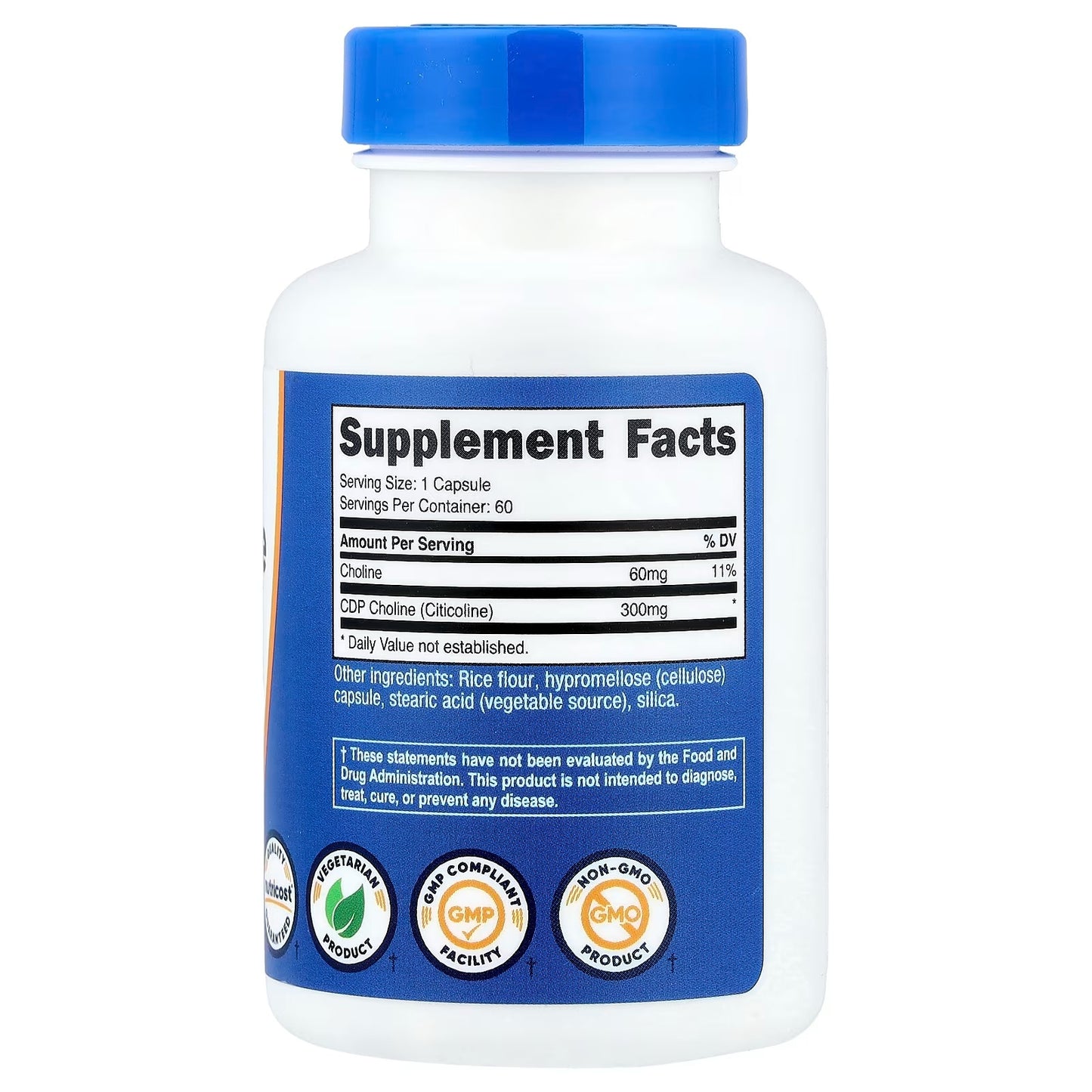 Nutricost CDP Choline 300mg (Citicoline) – 60 Vegetarian Capsules, Gluten-Free & Non-GMO