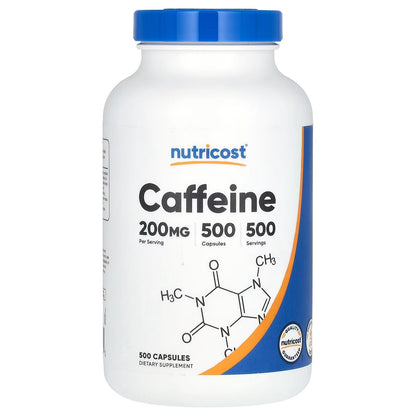 Nutricost Caffeine Pills 200mg – 500 Tablets, High-Potency Caffeine Supplement
