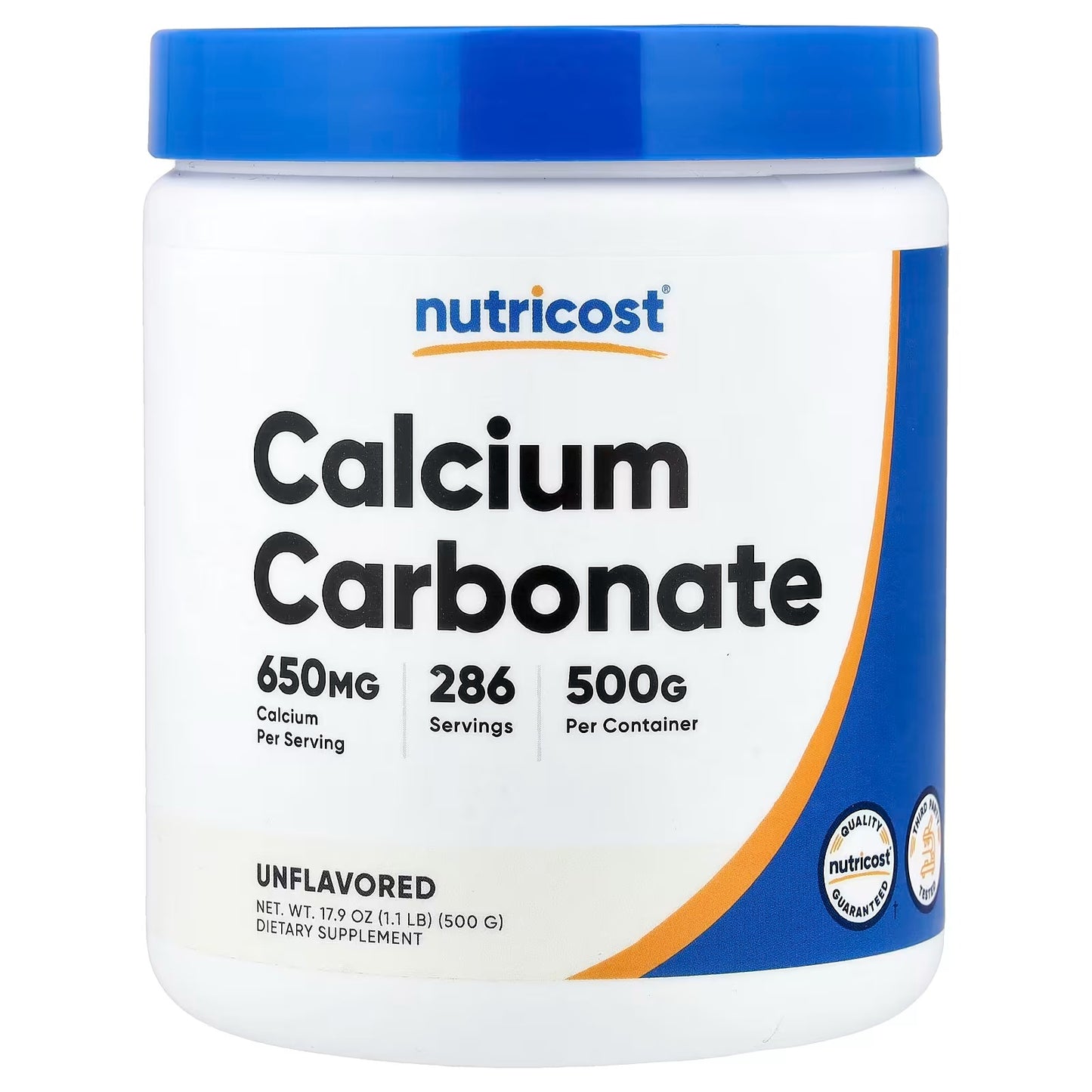 Nutricost Calcium Citrate Powder 500g – Unflavored, Gluten-Free Calcium Supplement