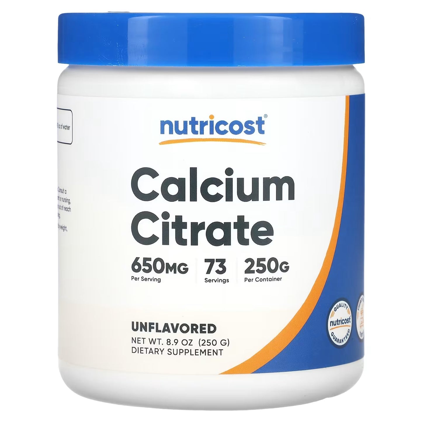 Nutricost Calcium Citrate Powder 250g – Unflavored Calcium Supplement, Easy-Mix Mineral Powder