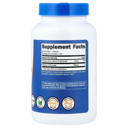 Nutricost Calcium D-Glucarate 500mg – 120 Capsules, Gluten-Free, GMO-Free & Vegetarian-Friendly
