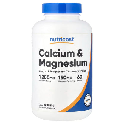 Nutricost Calcium & Magnesium Carbonate – 240 Tablets, 60 Servings, GMO-Free Mineral Supplement