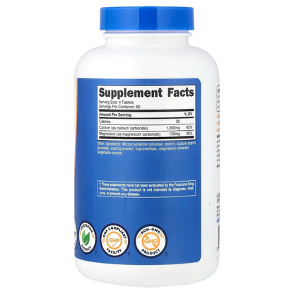 Nutricost Calcium & Magnesium Carbonate – 240 Tablets, 60 Servings, GMO-Free Mineral Supplement