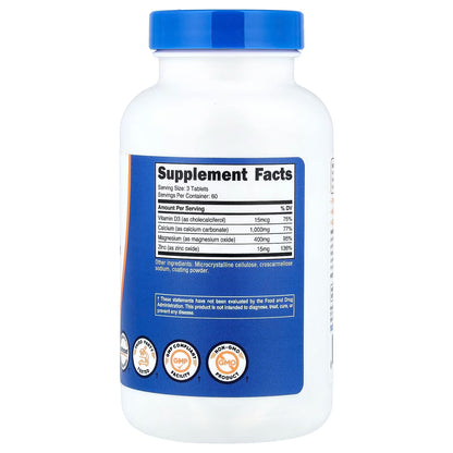 Nutricost Calcium Magnesium Zinc 1,415mg – 180 Tablets, 60 Servings, Gluten-Free & Non-GMO