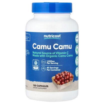 Nutricost Organic Camu Camu 1000mg – 120 Capsules, CCOF Certified, Gluten-Free & GMO-Free