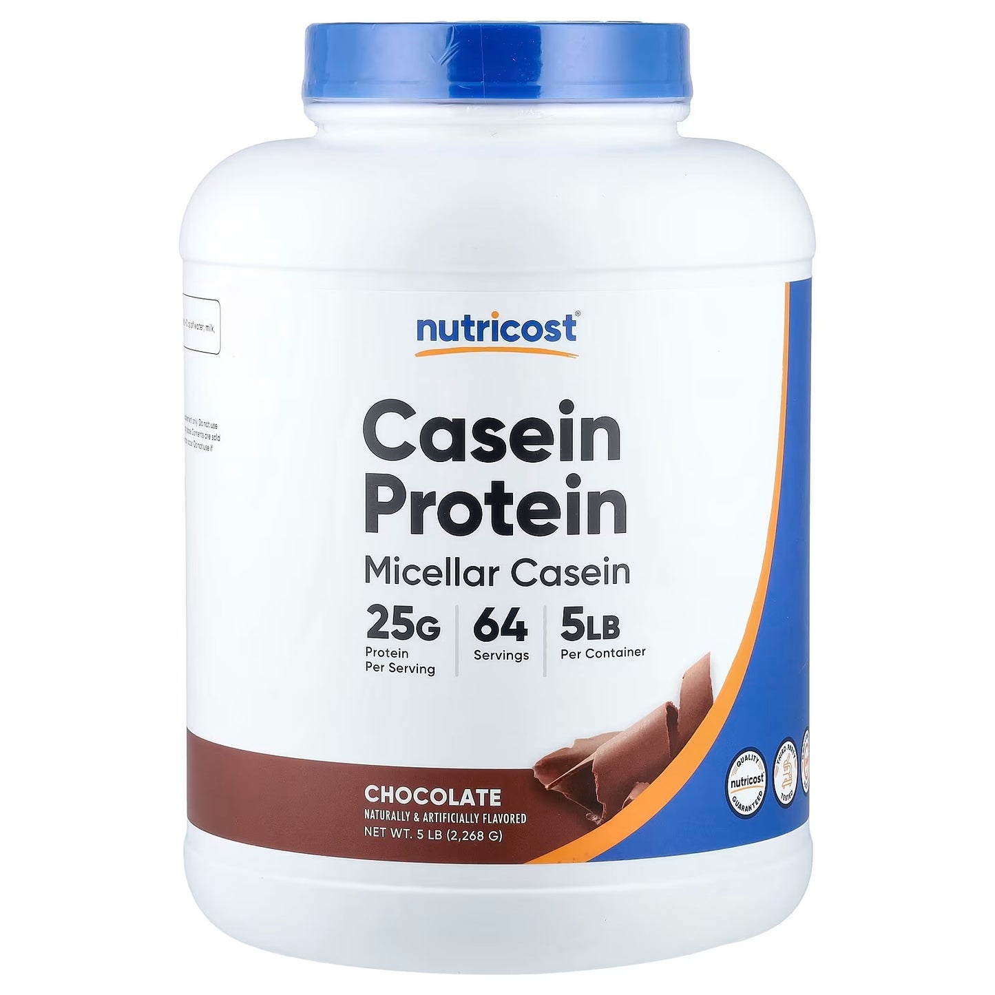 Nutricost Casein Protein Powder 5 lbs (2.27kg) – Chocolate Flavor, Slow-Digesting Protein Supplement