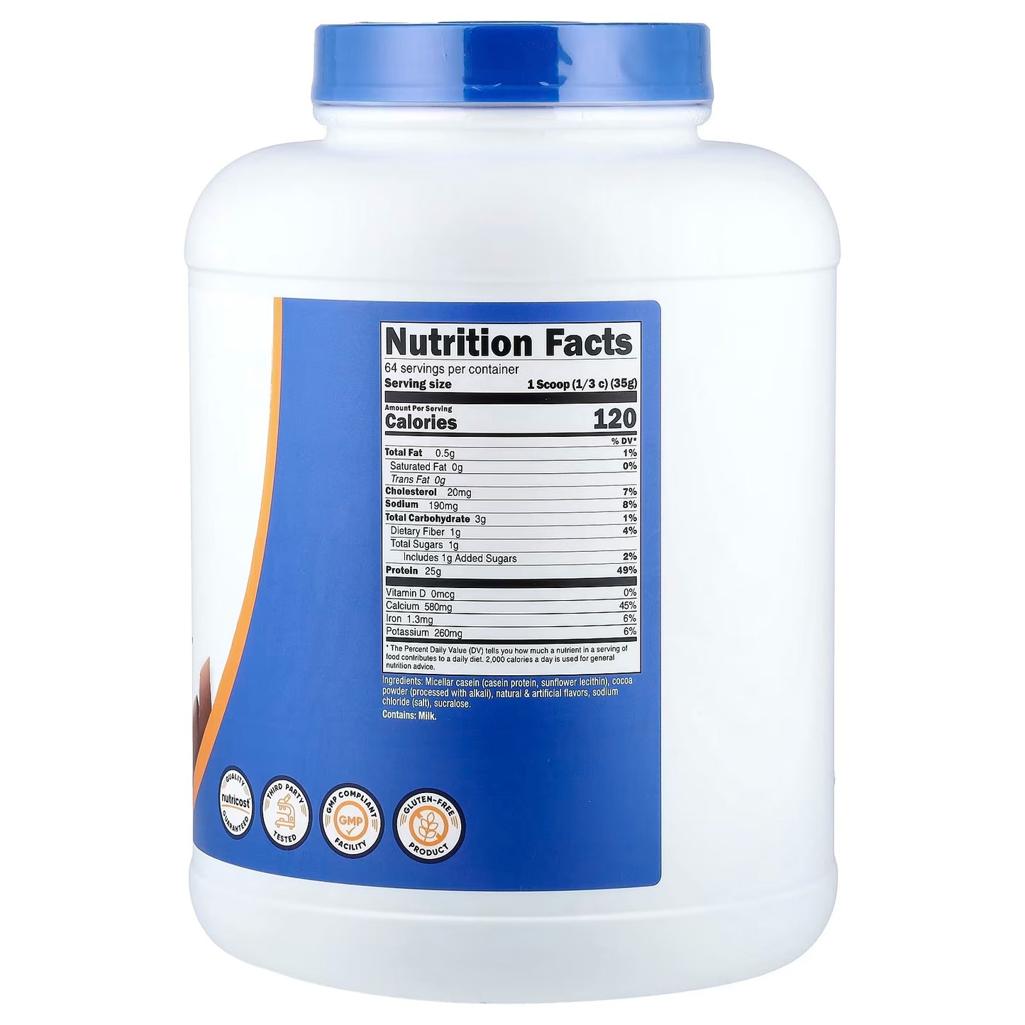 Nutricost Casein Protein Powder 5 lbs (2.27kg) – Chocolate Flavor, Slow-Digesting Protein Supplement
