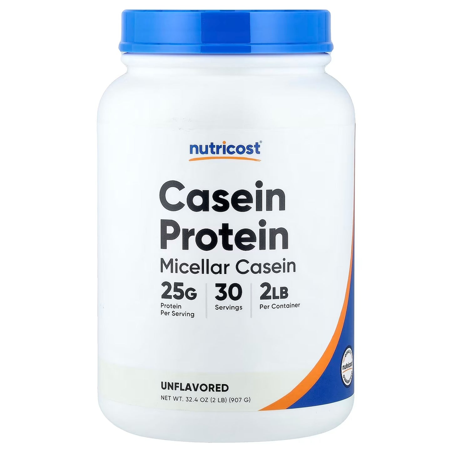 Nutricost Casein Protein Powder 2 lbs (907g) – Unflavored Slow-Digesting Protein Supplement