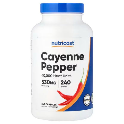 Nutricost Cayenne Pepper 530mg – 240 Capsules, 40,000 Heat Units, GMO-Free Herbal Supplement